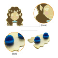 Kundenspezifischer personalisierter schöner Cartoon -Charakter Bild Gold Pin Badge Zink Legierung Revers Pin
